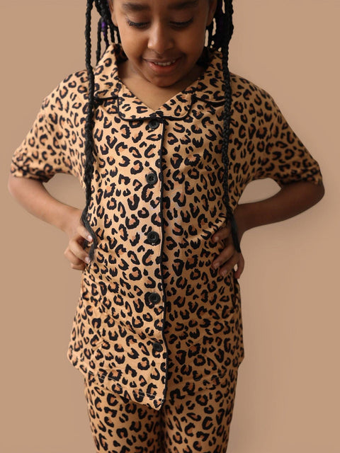 Girls Flare Bamboo Pajama Set - Leopard Dream