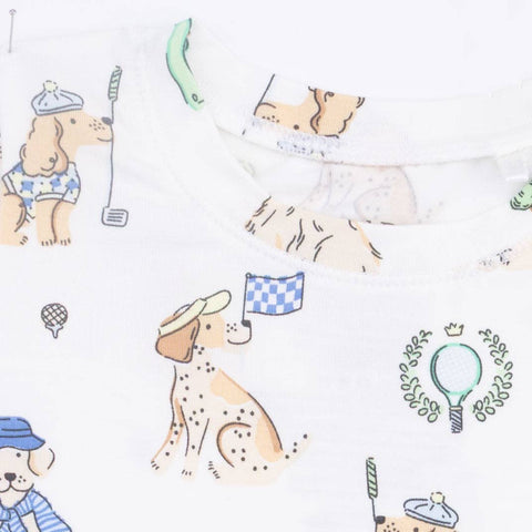 Short Sleeve Loungewear Set - Country Club Dogs Neutral