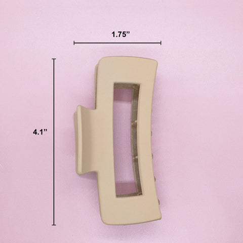 Large Square Matte Hair Claw Clip - Khaki