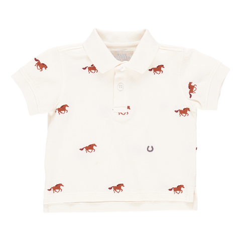 Baby Boys Alec Shirt - Lucky Horses Embroidery - Pink Chicken