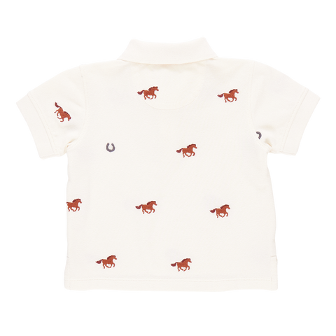 Baby Boys Alec Shirt - Lucky Horses Embroidery - Pink Chicken