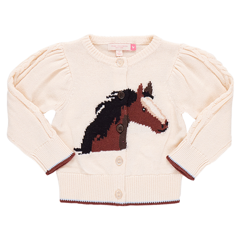 Baby Girls Cable Constance Sweater - Wild Horse - Pink Chicken