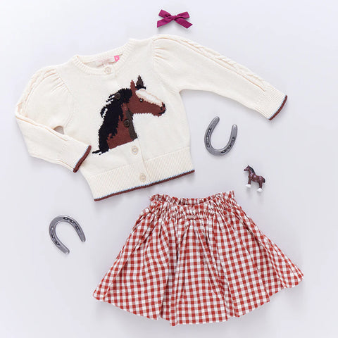 Baby Girls Cable Constance Sweater - Wild Horse - Pink Chicken