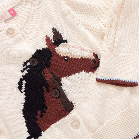 Baby Girls Cable Constance Sweater - Wild Horse - Pink Chicken