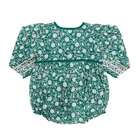 Baby Girls Jade Bubble - Green Garden Floral - Pink Chicken