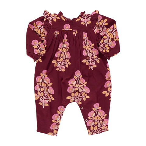 Baby Girls Kalani Jumper - Burgundy Bouquet Floral - Pink Chicken