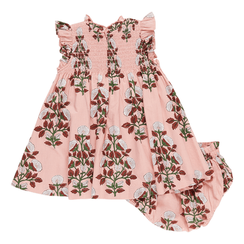 Baby Girls Stevie Dress Set - Pink Bouquet Floral - Pink Chicken