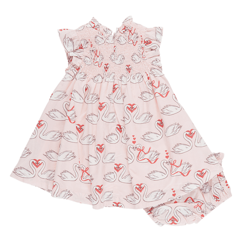 Baby Girls Stevie Dress Set - Swan Love - Pink Chicken