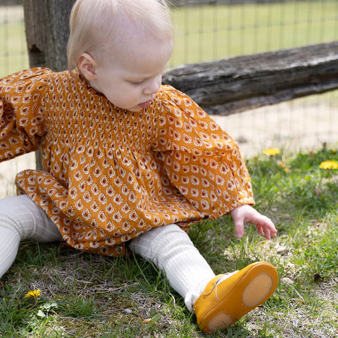 Baby Girls Stevie Puff Sleeve Bubble - Gold Tear Drop - Pink Chicken