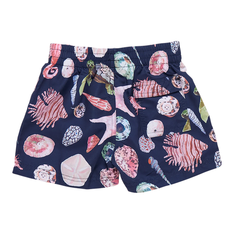 Baby Boys Swim Trunk - Navy Watercolor Shells