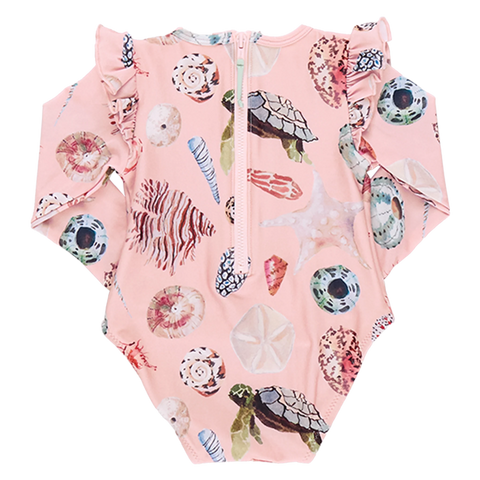 Baby Girls Rachel Suit - Pink Watercolor Shells