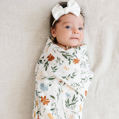 Bamboo Muslin Swaddle: Fleurs - Saranoni