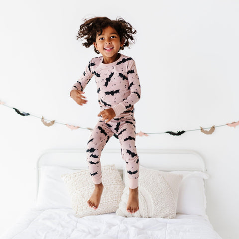 Bat to the Bone Halloween Kids Bamboo Pajamas - Kiki + Lulu