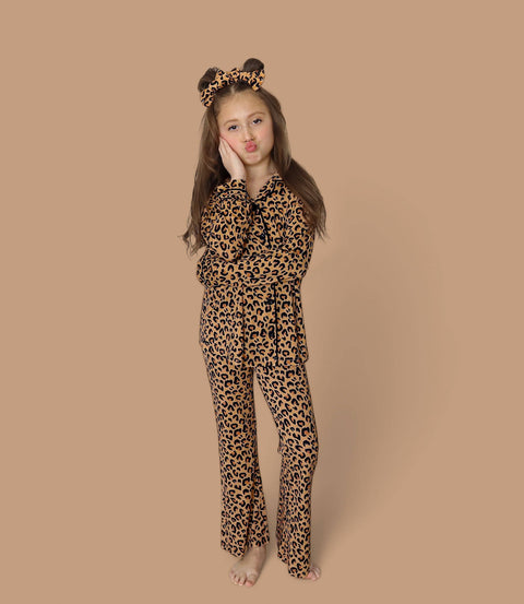 Girls Flare Bamboo Pajama Set - Leopard Dream