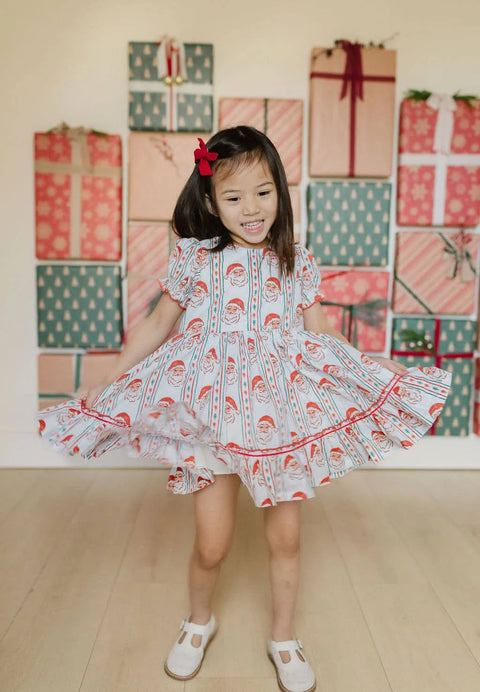 Aura Poplin Dress in Vintage Santa