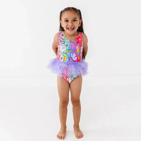 Cosmic Candyland Girls Swimsuit With Tutu