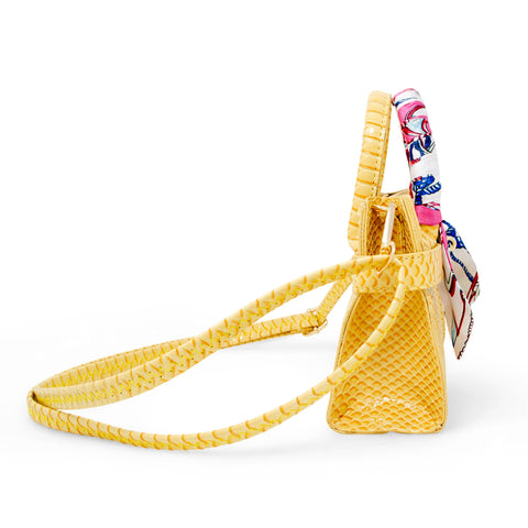 Vivid Crocodile Scarf Kids Handbag - Yellow