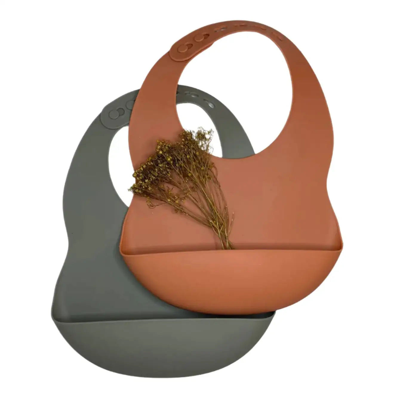 2 Pack Silicone Bibs: Sage & Spiced Pumpkin