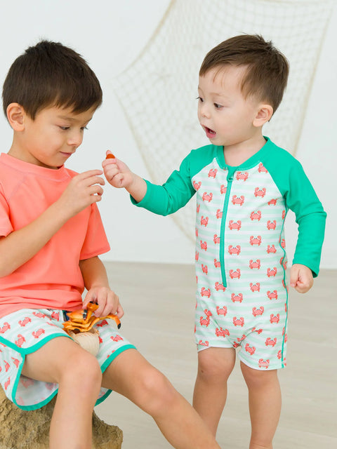 Long Sleeve One Piece Rash Guard Swimsuit - Crabby Cove