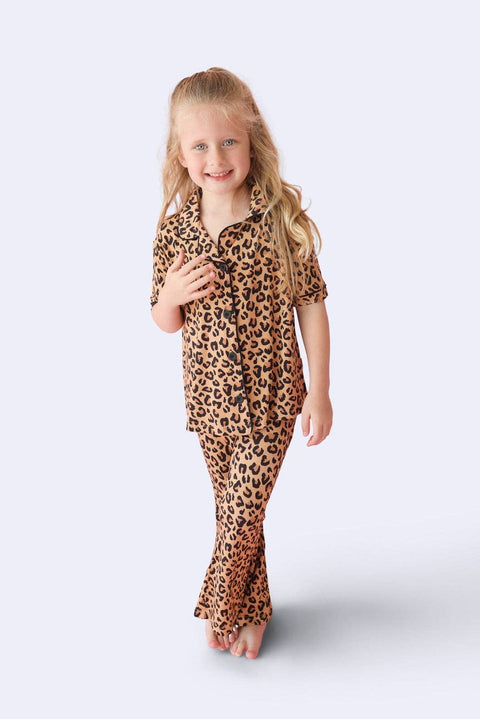 Girls Flare Bamboo Pajama Set - Leopard Dream