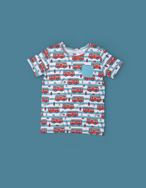 Firetruck Frenzy Bamboo Pocket Tee for Kids