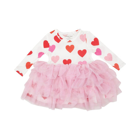 Big Hearts Long Sleeve Twirl Tutu Dress - Angel Dear