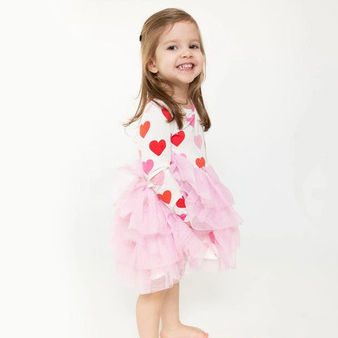 Big Hearts Long Sleeve Twirl Tutu Dress - Angel Dear