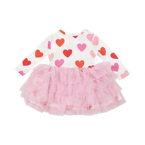 Big Hearts Long Sleeve Twirl Tutu Dress - Angel Dear