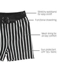 Black and White Stripe Boys Swim Trunks - RuffleButts + RuggedButts