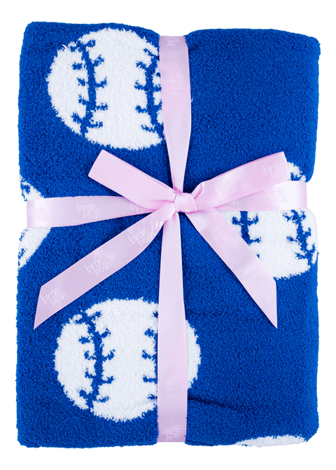 Blue Baseball Microfiber Toddler Birdie Blanket - Birdie Bean