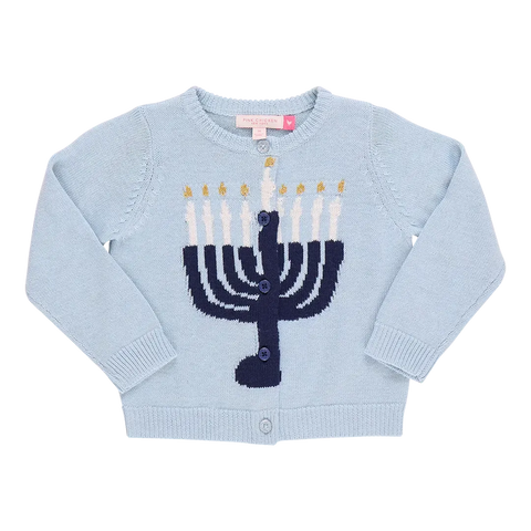 Blue Menorah Girls Maude Sweater - Pink Chicken