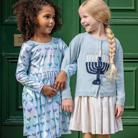 Blue Menorah Girls Maude Sweater - Pink Chicken