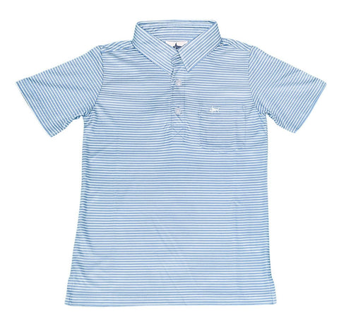 Blue Stripe Performance Polo Shirt - Saltwater Boys Company
