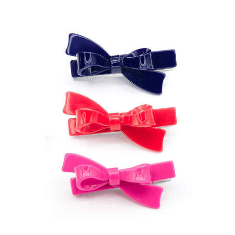 Bows Hair Clips Set (Red, Blue, and Pink) - Lilies & Roses NY