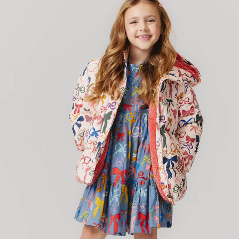 Girls Pete Puffer - Bows On Bows Pink