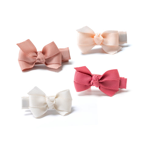 Bows Pink Earthy Shades Hair Clips - Lilies & Roses NY