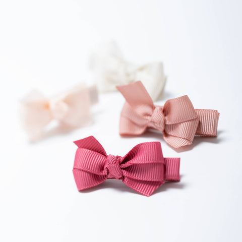 Bows Pink Earthy Shades Hair Clips - Lilies & Roses NY