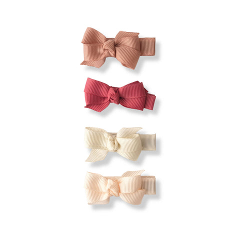 Bows Pink Earthy Shades Hair Clips - Lilies & Roses NY