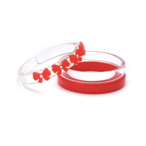 Bows Red Bangle Bracelets - Lilies & Roses NY