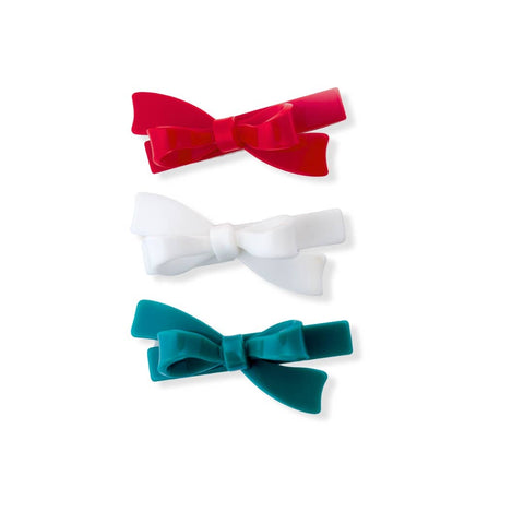 Bows Red Green & White Hair Clips - Lilies & Roses NY