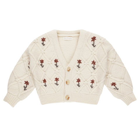 Boxy Cardigan | Winter Floral Embroidery - Rylee + Cru