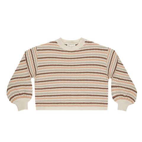 Boxy Crop Sweater | Honeycomb Stripe - Rylee + Cru