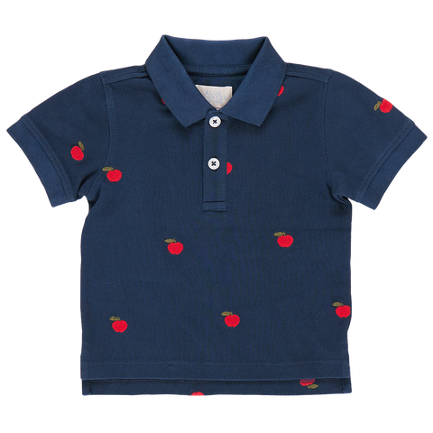 Boys Alec Shirt - Apples Embroidery - Pink Chicken