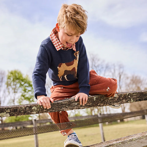 Boys Corduroy Jackson Pant - Dog Embroidery