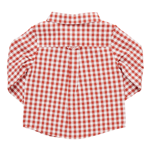 Boys Jack Shirt - Pony Gingham - Pink Chicken