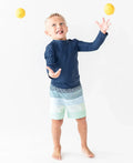 Boys Navy Long Sleeve Rash Guard - RuffleButts + RuggedButts