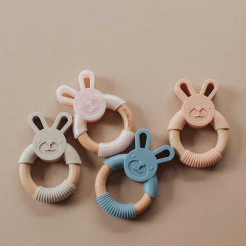 Bunny Ear Teether: Slate - Three Hearts Modern Teething Accessories