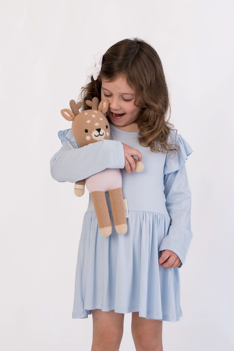 Baby Long Sleeve Bamboo Flutter Bodysuit Dress - Baby Blue