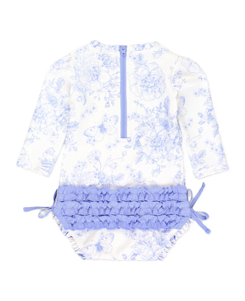 Periwinkle Butterfly Garden One Piece Rash Guard