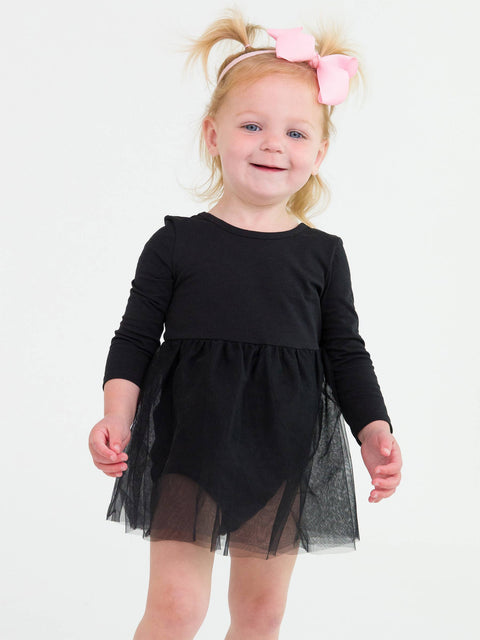 Black Tulle Skirted Romper